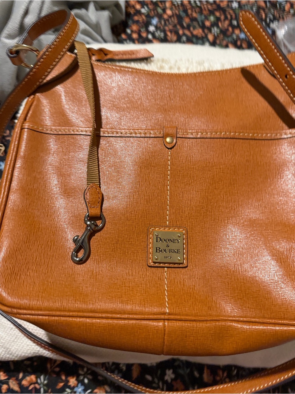 Dooney & Bourke Cognac Brown Leather Shoulder Bag